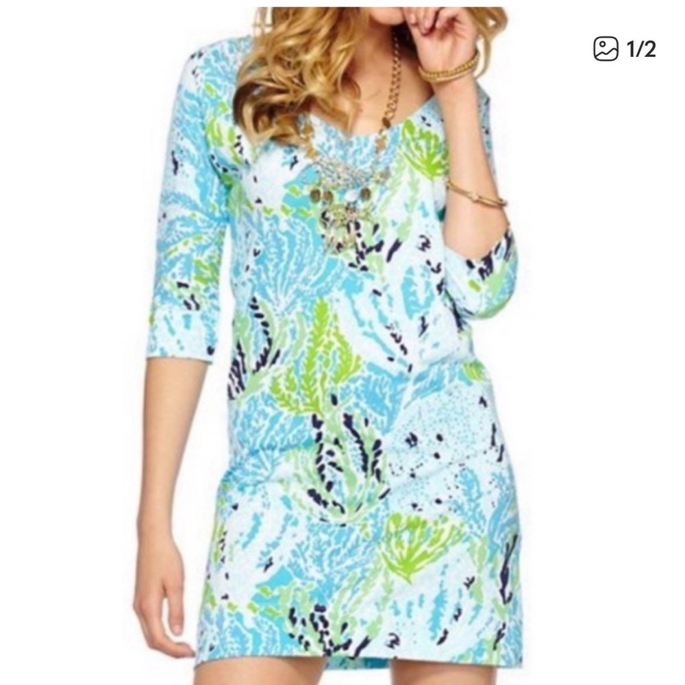 Lilly Pulitzer Eliza Cotton Prima Dress in “Let’s Cha Cha” print